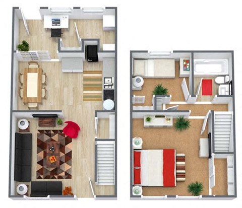 Floor plan for 2 beds, 1 bath, 900 sqft